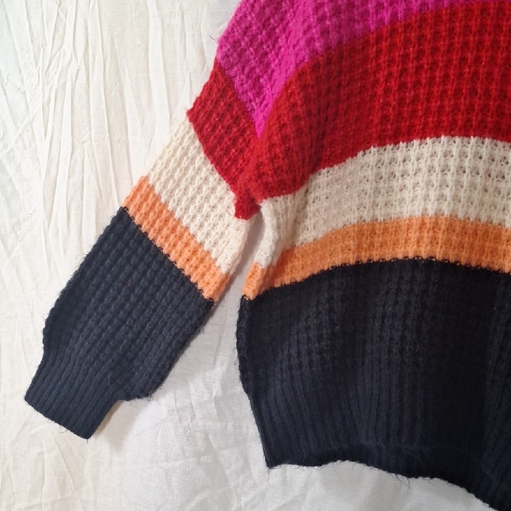 3/$20--Cable Knit Crewneck Sweater, Striped, Oversized, Universal Sz 10, NWOT - Picture 6 of 11